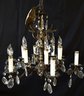 Early 6 Arm 12 Light Chandelier With Prisms