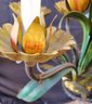 Vintage Tole Painted Metal 6 Arm Tulip Chandelier