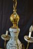Beautiful  Glass And Brass Cut To Clear Painted 6 Arm Chandelier