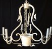 Vintage White Painted Ivy Chandelier With Planter In Center