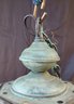 Vintage Glass And Brass Hinging Light Lots Of Patina