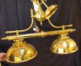 Very Nice 2 Light Brass Chandelier Perfect For Bar Or Pool Table