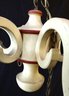 Large Wooden Painted 6 Arm Chandelier