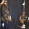 Pair Of Solaria Decorative Rust Finish Tole 3 Arm Chandeliers