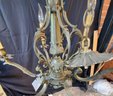 Early 6 Arm Chandelier With Prisms