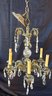 French 6 Arm Crystal, Iron And Prism Chandelier