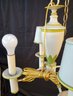 Mid 20th Century Painted Tole 4 Arm Chandelier With Tole Tin Shades