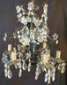 Pretty Black Iron And Crystal Prism 6 Arm Chandelier