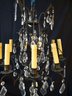Bronze And Crystal Mid 20th Century Unique French 9 Arm Chandelier