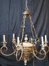 Very Nice Vintage  6 Arm Chandelier White Accents