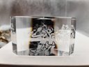 Wow, This Steuben Etched Crystal Paperweight With Golfers From A Prized Collection!!