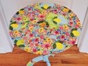 Vintage Decoupaged Vibrant Floral & Polka Dot Wood Accent Table