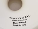 Tiffany & Co Hand Painted Cobalt Blue & White Basket Weave Pedestal Cake Plate