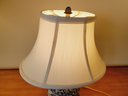 Petitie Cobalt Blue & White Porcelain Crackle Finish Table Lamp With Fabric Shade