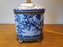 Petitie Cobalt Blue & White Porcelain Crackle Finish Table Lamp With Fabric Shade