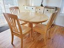 Solid Wood Kitchen Pedestal Table With Four Chairs - With Self Storing Leave