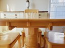 Solid Wood Kitchen Pedestal Table With Four Chairs - With Self Storing Leave