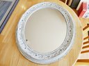 Pretty Oval White Antiqued Finish Wall Mirror