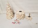 Vintage Three Piece 32'h Ceramic White Christmas Tree