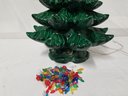 Vintage Ceramic Christmas Tree With Wind-up Music Box 2 Piece 24'
