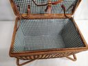 Vintage Woven Wicker Handled Picnic Basket