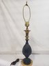 Vintage Brass & Black Ceramic Table Lamp - No Shade