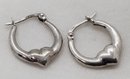Vintage Sterling Silver Heart Earrings With CZ's ~ 3/4' ~ 2.30 Grams