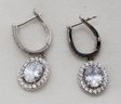 Stunning Vintage Sterling Silver Earrings With CZ's ~ 1 1/4' Long ~ 4.34 Grams
