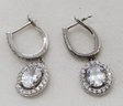 Stunning Vintage Sterling Silver Earrings With CZ's ~ 1 1/4' Long ~ 4.34 Grams