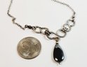 Vintage Sterling Silver Necklace With Blue/green Iridescent Stone