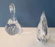 Two Art Glass Figurines Of A Swan And Fish, Fish Signed FM Ronneby From Sweden