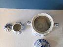 Two Little Blue And White Bowls With Lids, One From Thailand