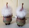 Green Controlled Bubble Glass Candle Holders Paired With Two Adorable Krinkle Santa's