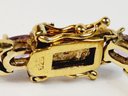 Vintage Gold Over Sterling Silver Amethyst Stone Bangle Tennis Bracelet
