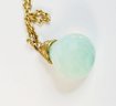 Gold Tone Necklace With Jadeite Color Pendant