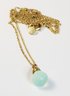 Gold Tone Necklace With Jadeite Color Pendant