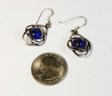 Vintage Sterling Silver Blue Glowing Stone Earrings