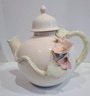 Pretty Floral Handpainted Ceramic Tea Pot, Signed Bausily? '93