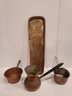 Three Vintage Copper Pots And Copper Tray