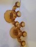 Pair Of Vintage Amber Colored Glass Three Candle Candelabra
