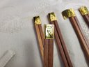 Never Used Set Of Five Beige Placemats, Wood Chopsticks & Fabric Knotted Chopstick Rests