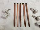 Never Used Set Of Five Beige Placemats, Wood Chopsticks & Fabric Knotted Chopstick Rests