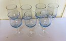 Seven Vintage Light Blue Wine Glasses