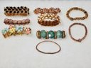 Costume Stretch Bracelet Lot - Copper And Goldtone (9)