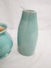 Assortment Of Four Pottery Vases / Pots - White & Turquoise