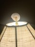 A Rattan Weave Body Adorns This Tropical Vintage Style Lamp With Linen Shade And Finial Shell - High Quality