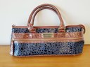 New Samantha Brown Classic Wine Purse Insulated Faux Croco Embossed Insulated Cooler Bag