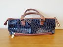 New Samantha Brown Classic Wine Purse Insulated Faux Croco Embossed Insulated Cooler Bag