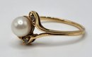 Vintage 14k Pearl & Diamond Dainty Ring