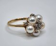 Vintage Pearl & Diamond Ring In 10k Gold